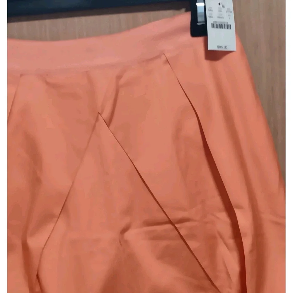 J CREW Pleated Sz 0 Short Pleated Skirt Women‎  Orange  Lined Cotton Stretch NEW